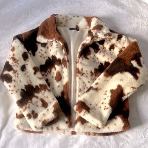 Cow Print Fuzzy Jacket (Shein Size S)
